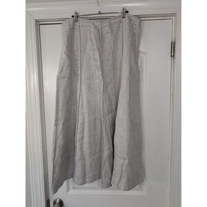 J Jill Women's Size 14 Gray Linen Blend Metallic A Line Maxi Skirt lagenlook